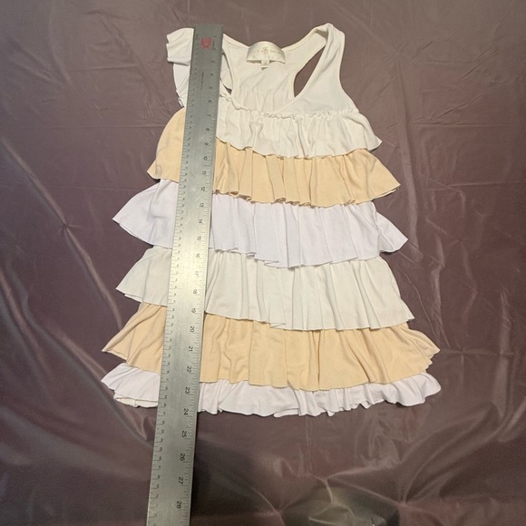 JB by Julie Brown Cream, Peach, White Jersey Ruffle Tank Top Size Small MSRP$168 - Picture 6 of 8